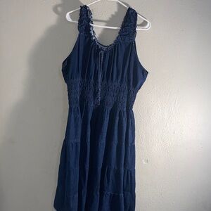 Love Navy Blue Ruched Mini Dress